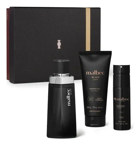 Kit Malbec Black O Boticário com desodorante colônia e body spray para homem 100mL