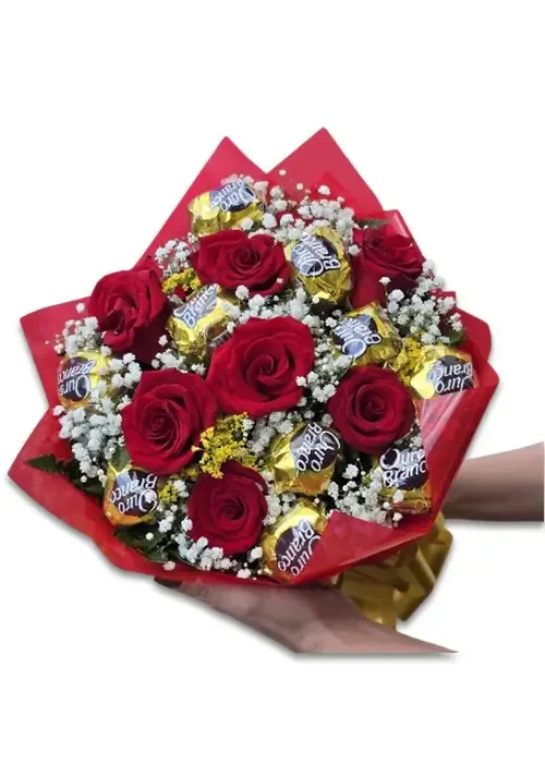 Buquê 7 Rosas com 10 bombons