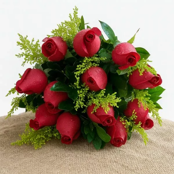 Buquê Com 12 Rosas Vermelhas