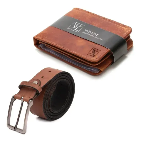 Kit Carteira Masculina Couro Legítimo Cinto Social Original
