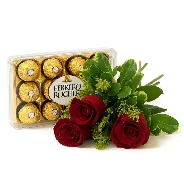 3 Rosas Com Ferrero Rocher