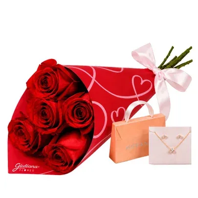 Buquê de Rosas e Conjunto Morana Love